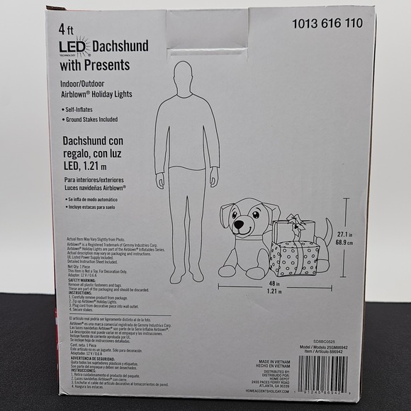Home Accents Holiday 4 ft LED Dachshund with Presents Inflatable Airblown‎ New main image 1